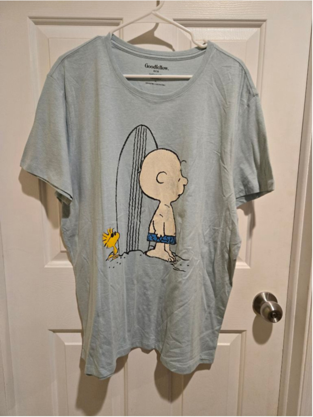 Men's Goodfellow & Co Light Blue Peanuts Short Sleeve Tee XL